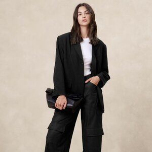 NEW Banana Republic Factory Black Oversized Blazer Jacket